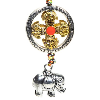 Skyddande hänge dubbel dorje med elefant