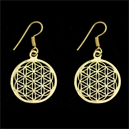 Flower Of Life Earrings Brass Golden Colour - 2