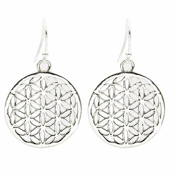 Flower Of Life Earrings Brass Silver Colour