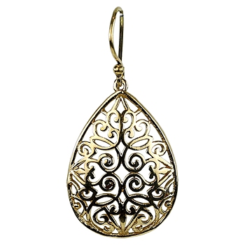 Earrings Teardrop Shape Brass Golden