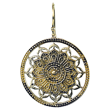 Earrings Lotus Mandala Brass Golden