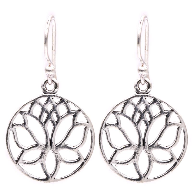 Earrings Lotus Brass Silver Colour