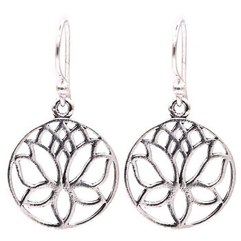 Earrings Lotus Brass Silver Colour