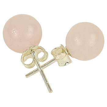 Rose Quartz Ear-Studs 925 Silver