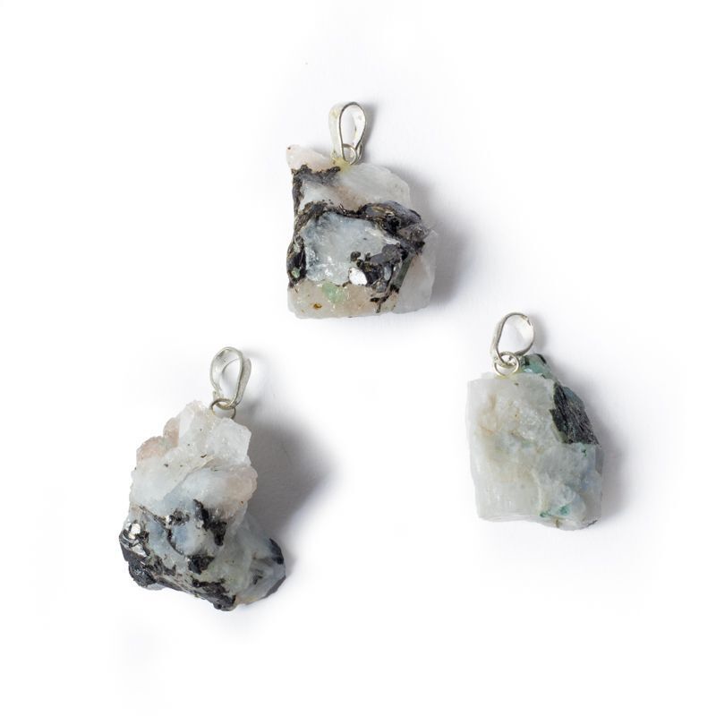 White Moonstone Rough Gemstone Pendant -- ±3.5Cm 3 Pc.