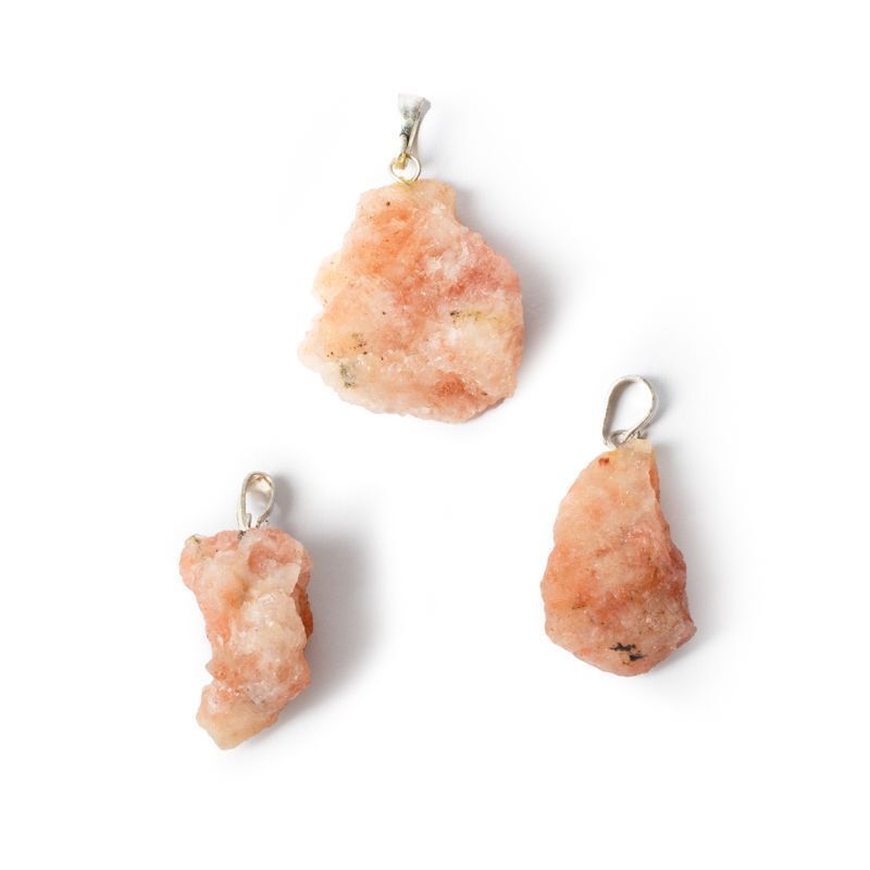 Sunstone Rough Gemstone Pendant -- ±3Cm 3 Pc.