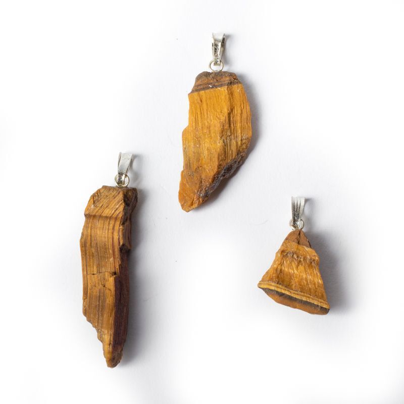 Tiger Eye Rough Gemstone Pendant -- ±2.5-4.5Cm 3 Pc.