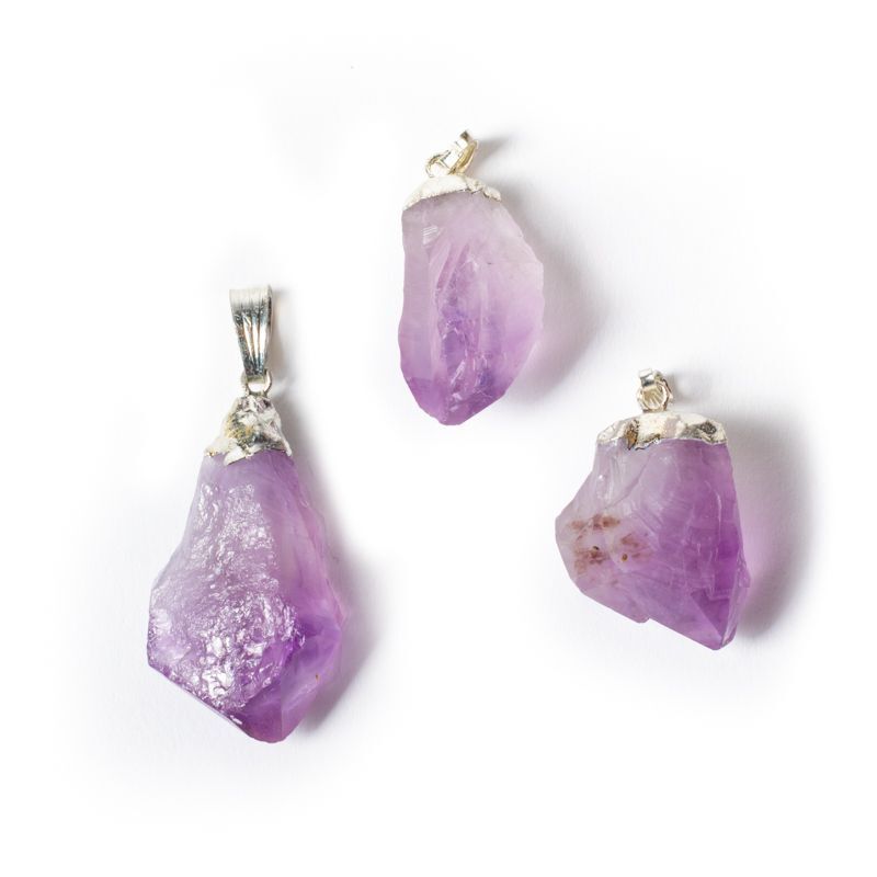 Amethyst Point Gemstone Pendant -- ±3Cm 3 Pc.