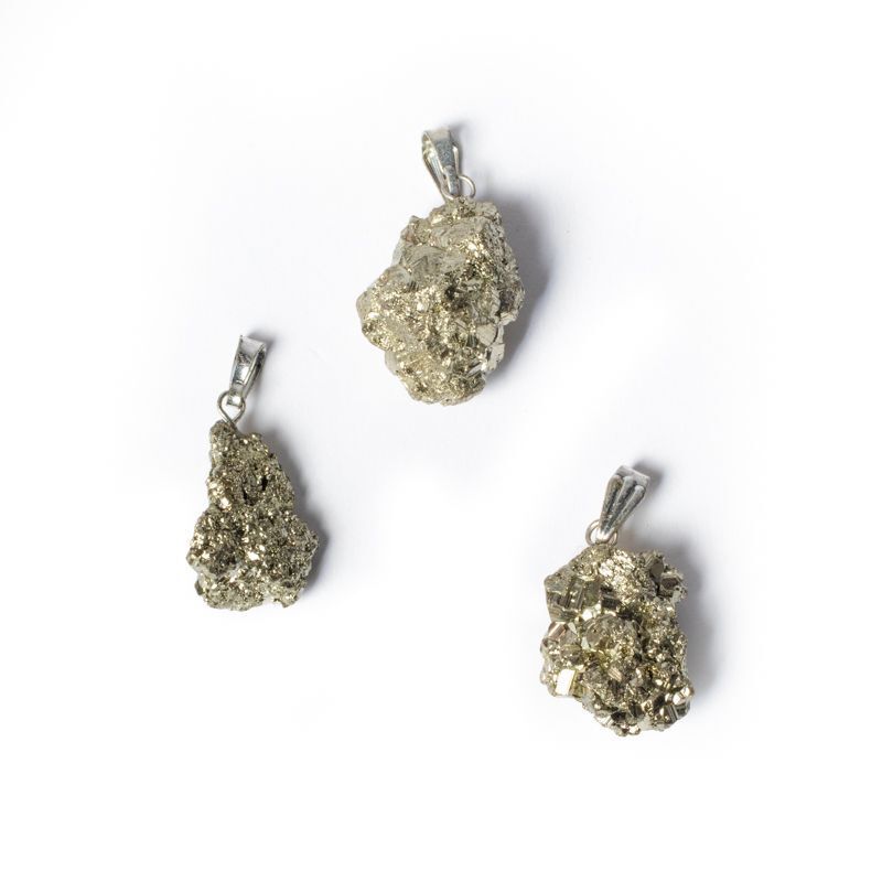 Pyrite Rough Gemstone Pendant -- ±2.5Cm 3 Pc.