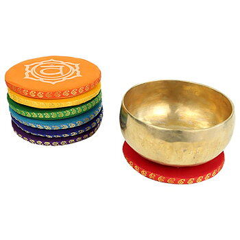 Singing Bowl'S Cushion Set 7 Chakras Larger -- 14.5 Cm