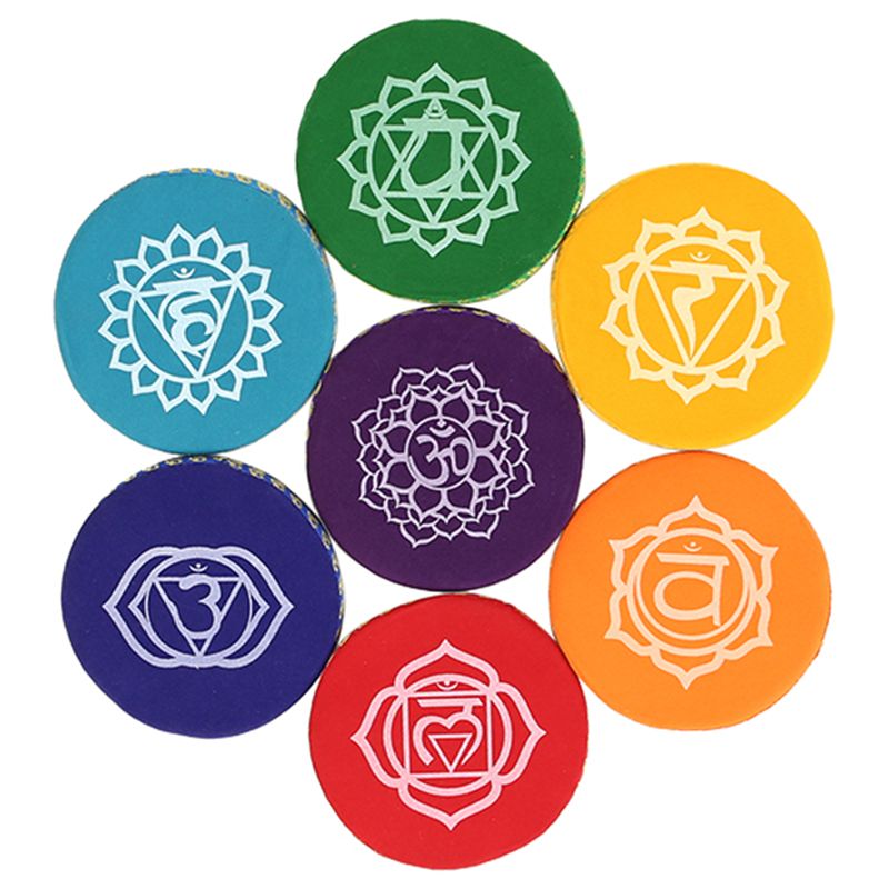 Singing Bowl'S Cushion Set 7 Chakras Larger -- 14.5 Cm - 3
