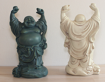 Stående Happy Buddha - Antik Vit