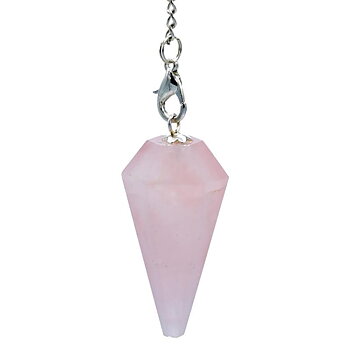 Pendel roskvarts med chakrakedja -- 16 G; 3-4 Cm