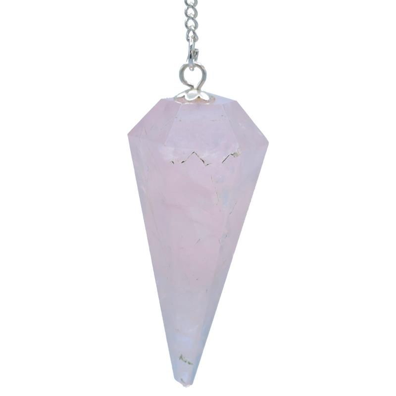 Pendel Rosenkvarts fasettslipad spetsig -- 3.5 Cm