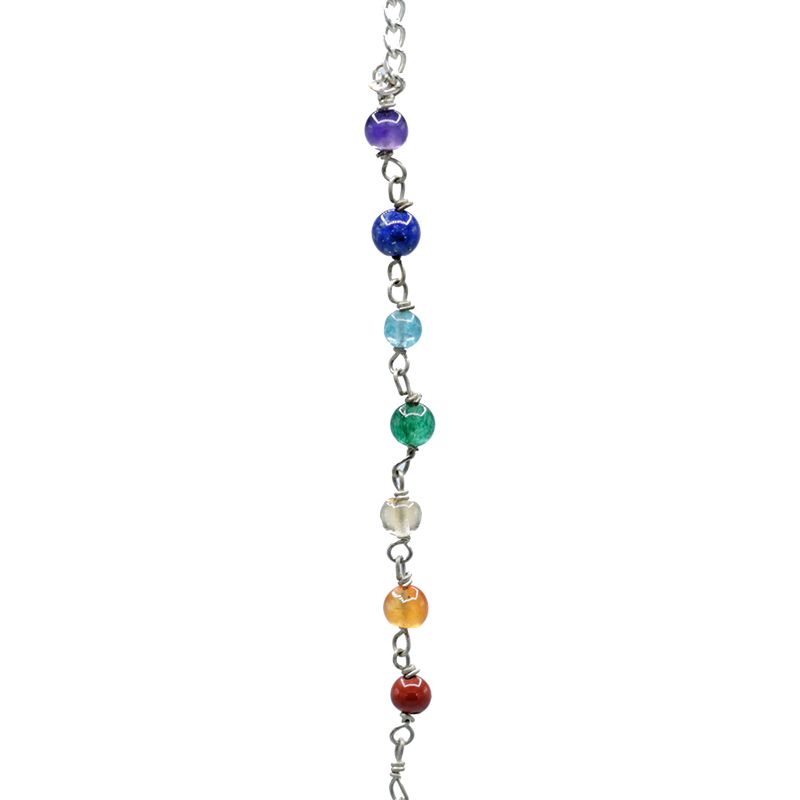Pendel, Rosenkvarts och Chakra kedja - 24 G; 4.5 Cm - 2