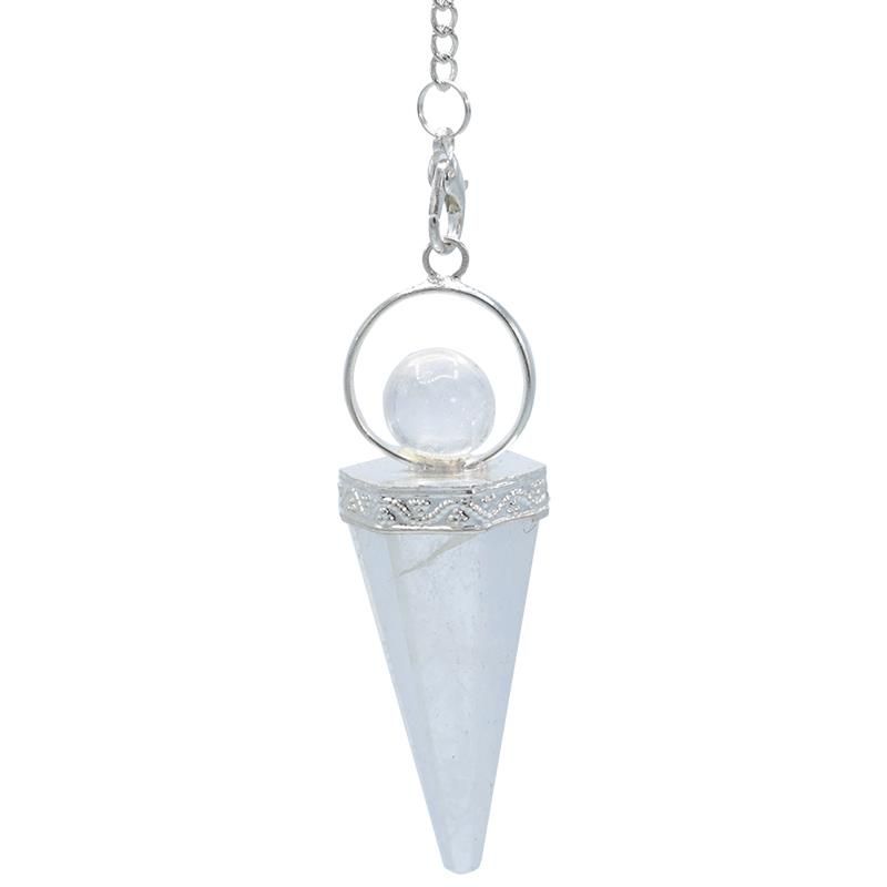 Pendel Gudinna Rock-Crystal spetsig spets och sfär -- 5 Cm