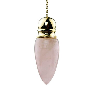 Pendel mässingspläterad + Rosenkvartskammare-- 20 G; 5.3 Cm