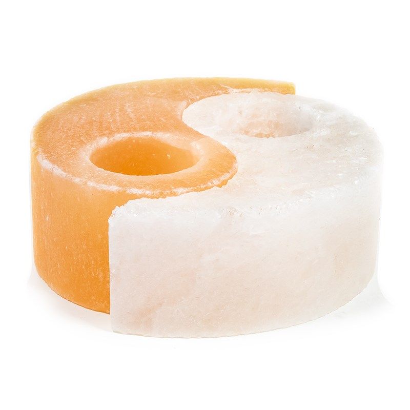 Crystal Salt Tea Light Holder Yin Yang -- 1600-1800G