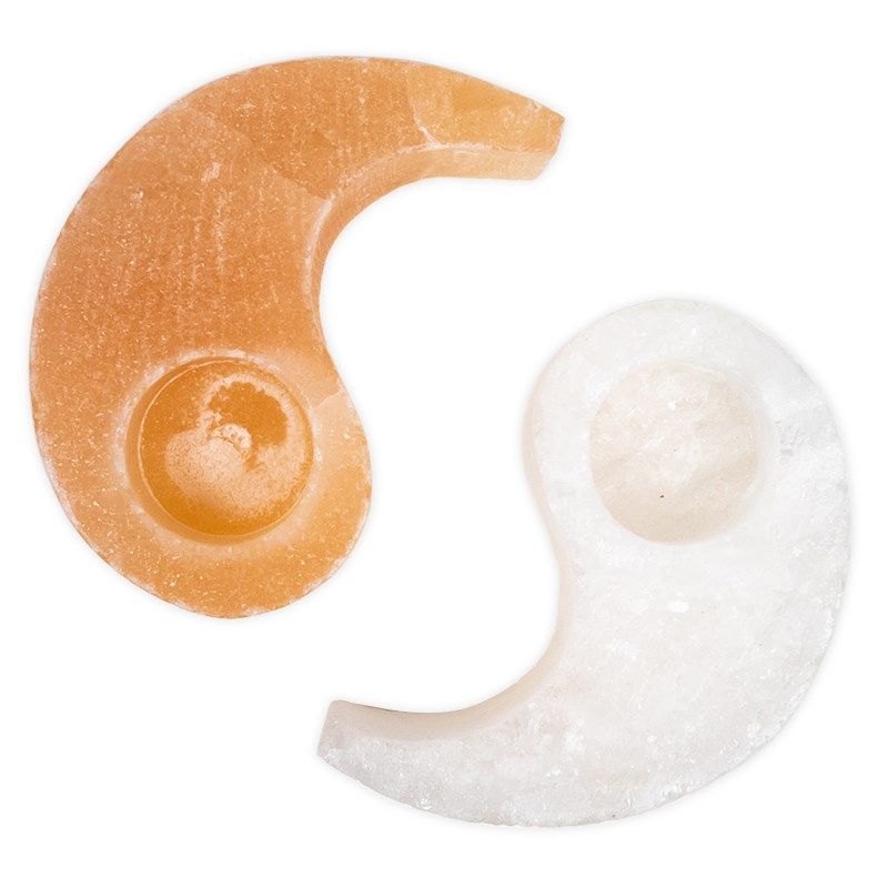 Crystal Salt Tea Light Holder Yin Yang -- 1600-1800G - 5