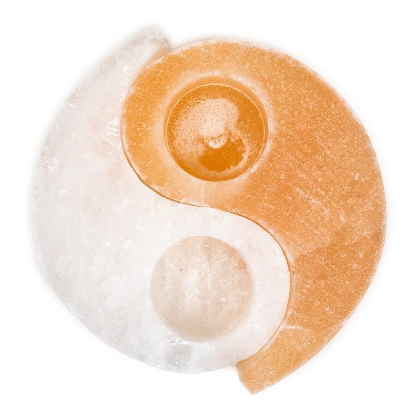 Crystal Salt Tea Light Holder Yin Yang -- 1600-1800G - 3