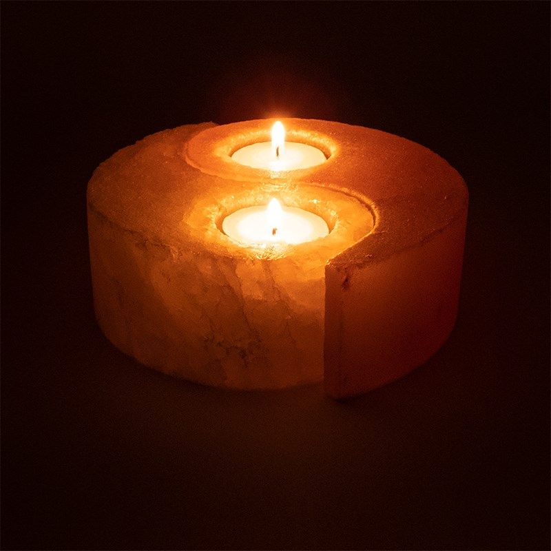 Crystal Salt Tea Light Holder Yin Yang -- 1600-1800G - 2