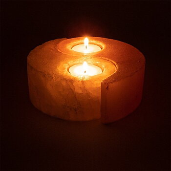 Crystal Salt Tea Light Holder Yin Yang -- 1600-1800G