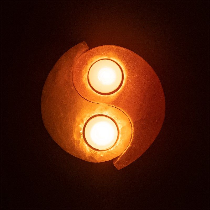 Crystal Salt Tea Light Holder Yin Yang -- 1600-1800G - 4