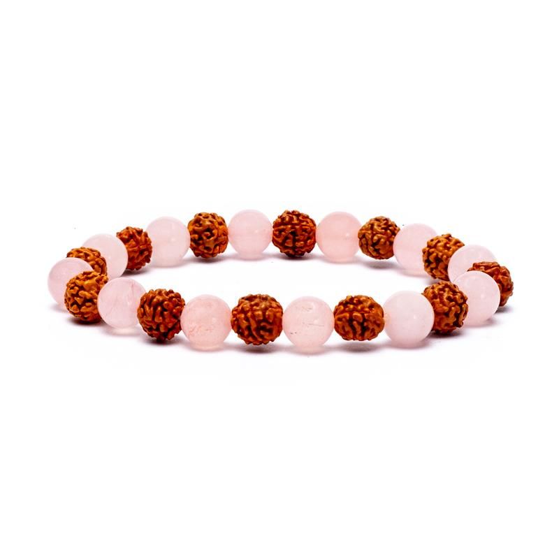 Rudraksha/Rose Quartz Bracelet Elastic