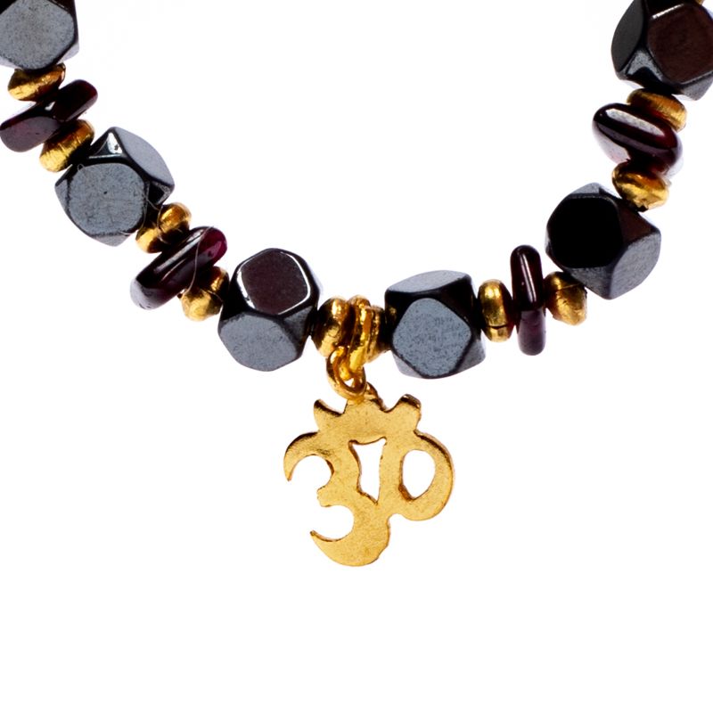 Hematite/Garnet Facet Bracelet With Ohm Elastic - 2
