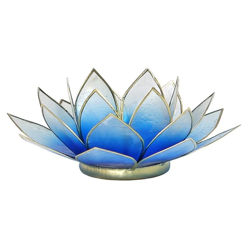 Lotus Atmospheric Light Blue/White Gold Trim -- 13.5 Cm