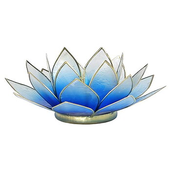 Lotus Atmospheric Light Blue/White Gold Trim -- 13.5 Cm
