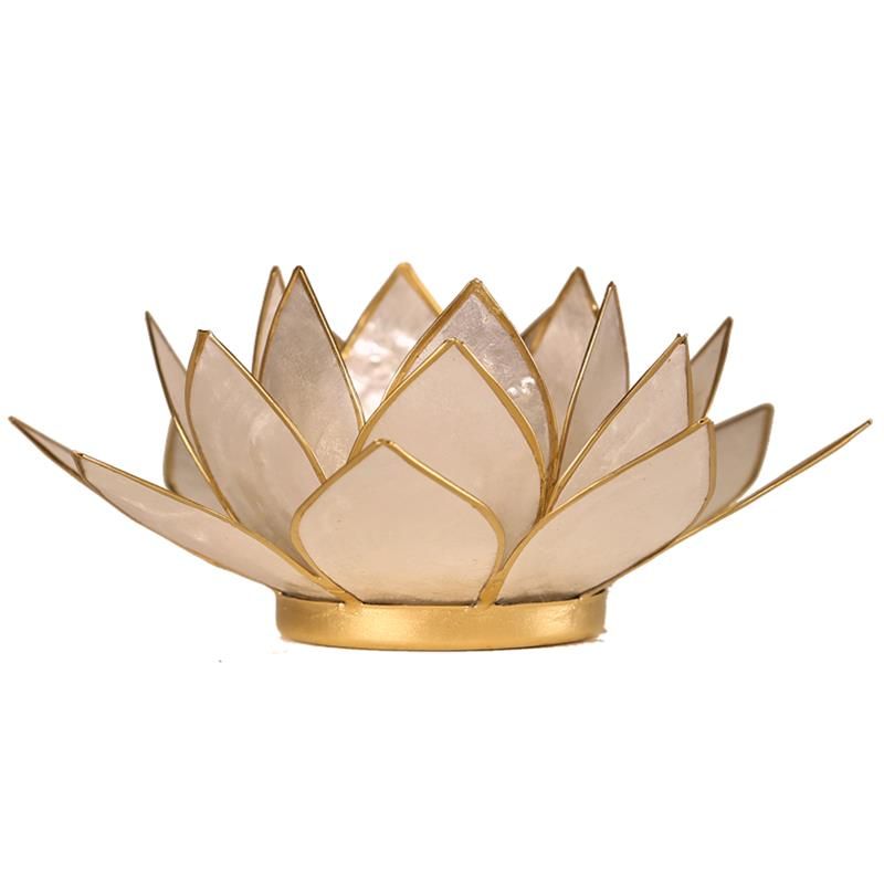 Lotus Atmospheric Light Pearl Gold Trim -- 13.5 Cm