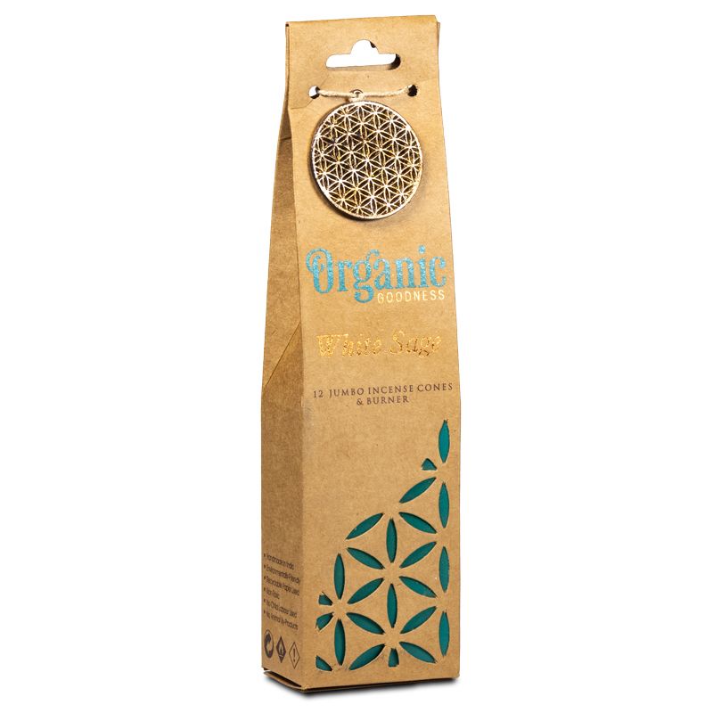 Organic Goodness White Sage Incense Cones + Burner