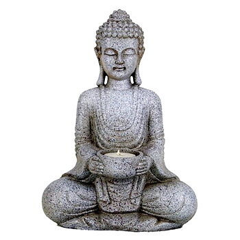 Meditation Buddha With Candleholder Grey Colour -- 27 Cm