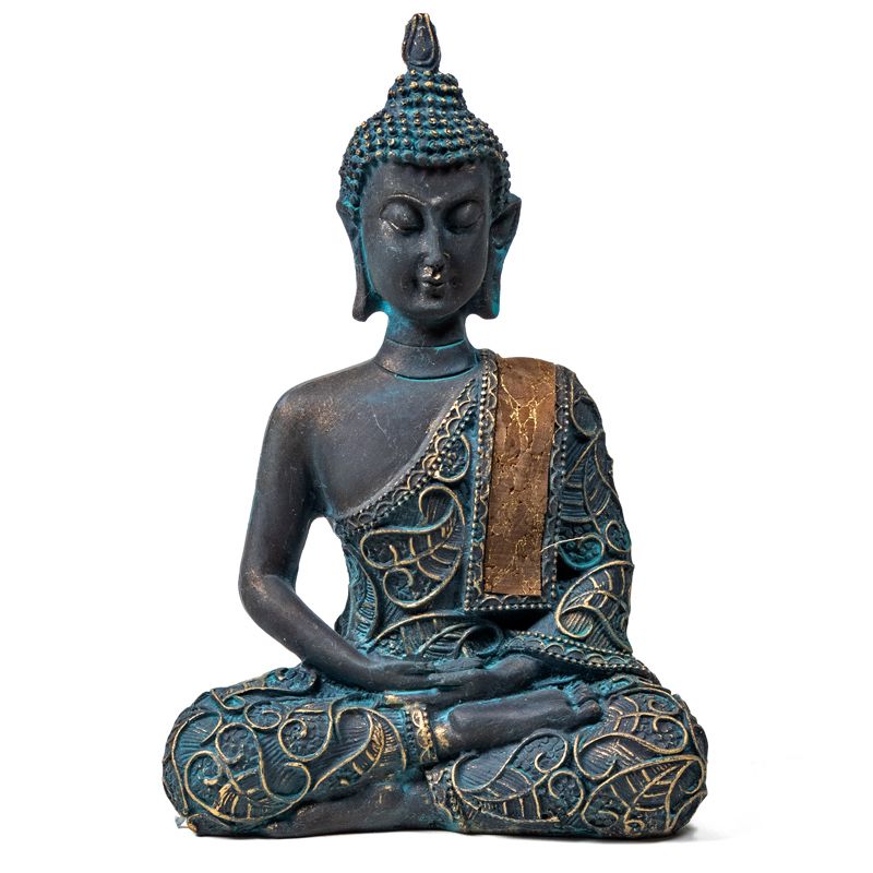 Buddha In Meditation Antique Look Thailand -- 140 G;9X5X14Cm