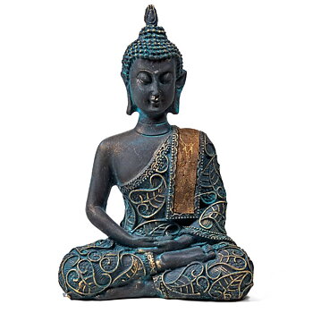 Buddha In Meditation Antique Look Thailand -- 140 G;9X5X14Cm