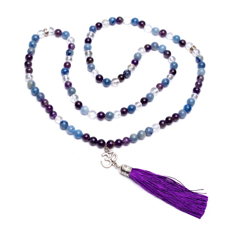 Mala Amethyst/ Aventurine/ Rock Crystal + Ohm - 3