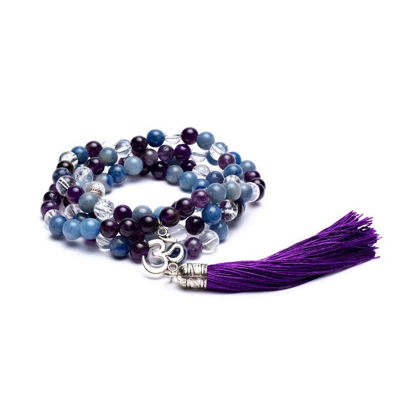 Mala Amethyst/ Aventurine/ Rock Crystal + Ohm