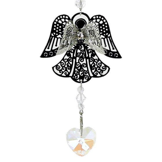 Angel With Crystal Rainbow Heart Extended