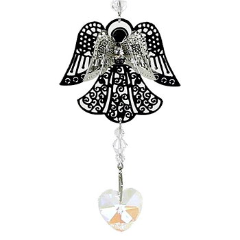Angel With Crystal Rainbow Heart Extended