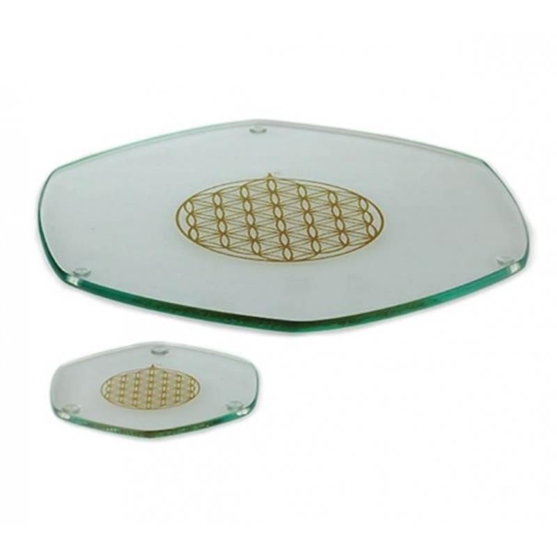 Energyplate With Flower-Of-Life In Gold Small -- 9 Cm