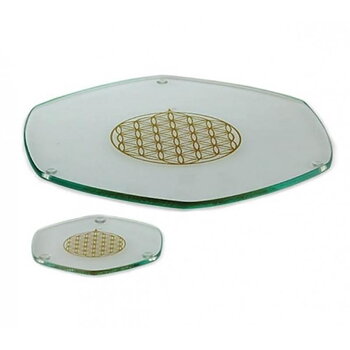 Energyplate With Flower-Of-Life In Gold Small -- 9 Cm