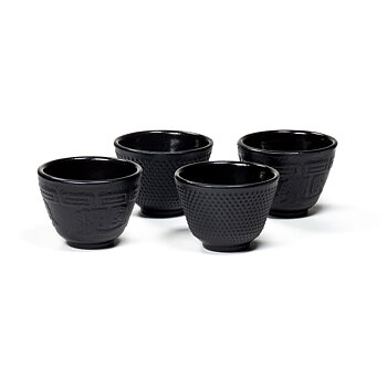 Japanese Style Tetsubin Cast Iron Teacup Set Of 4