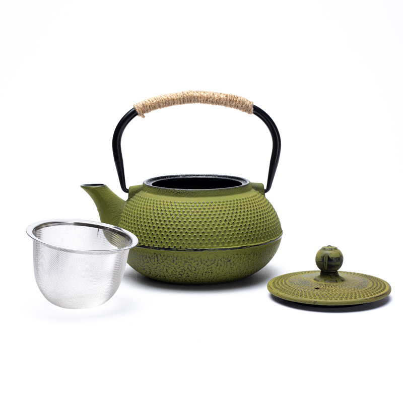 Japanese Style Tetsubin Cast Iron 0.6 Liter Teapot Green - 4