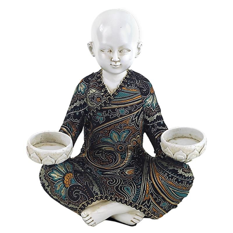 Little Monk Wth 2 Tealight Holders -- 800G; 16X14X21 Cm - 2