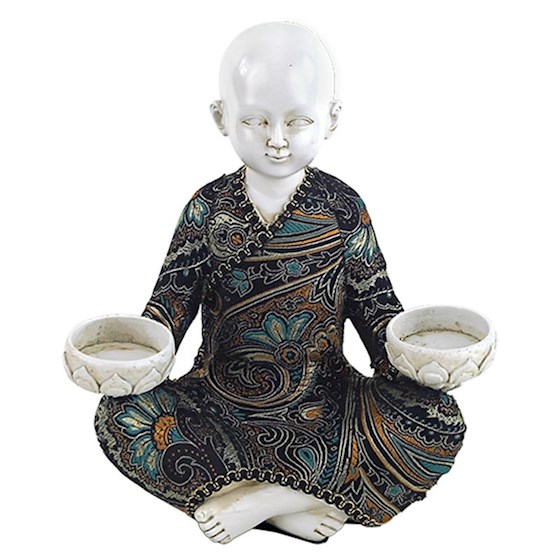 Little Monk Wth 2 Tealight Holders -- 800G; 16X14X21 Cm