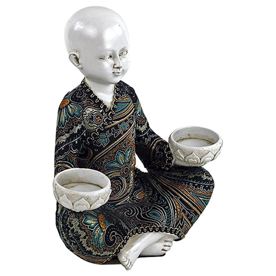 Little Monk Wth 2 Tealight Holders -- 800G; 16X14X21 Cm - 4