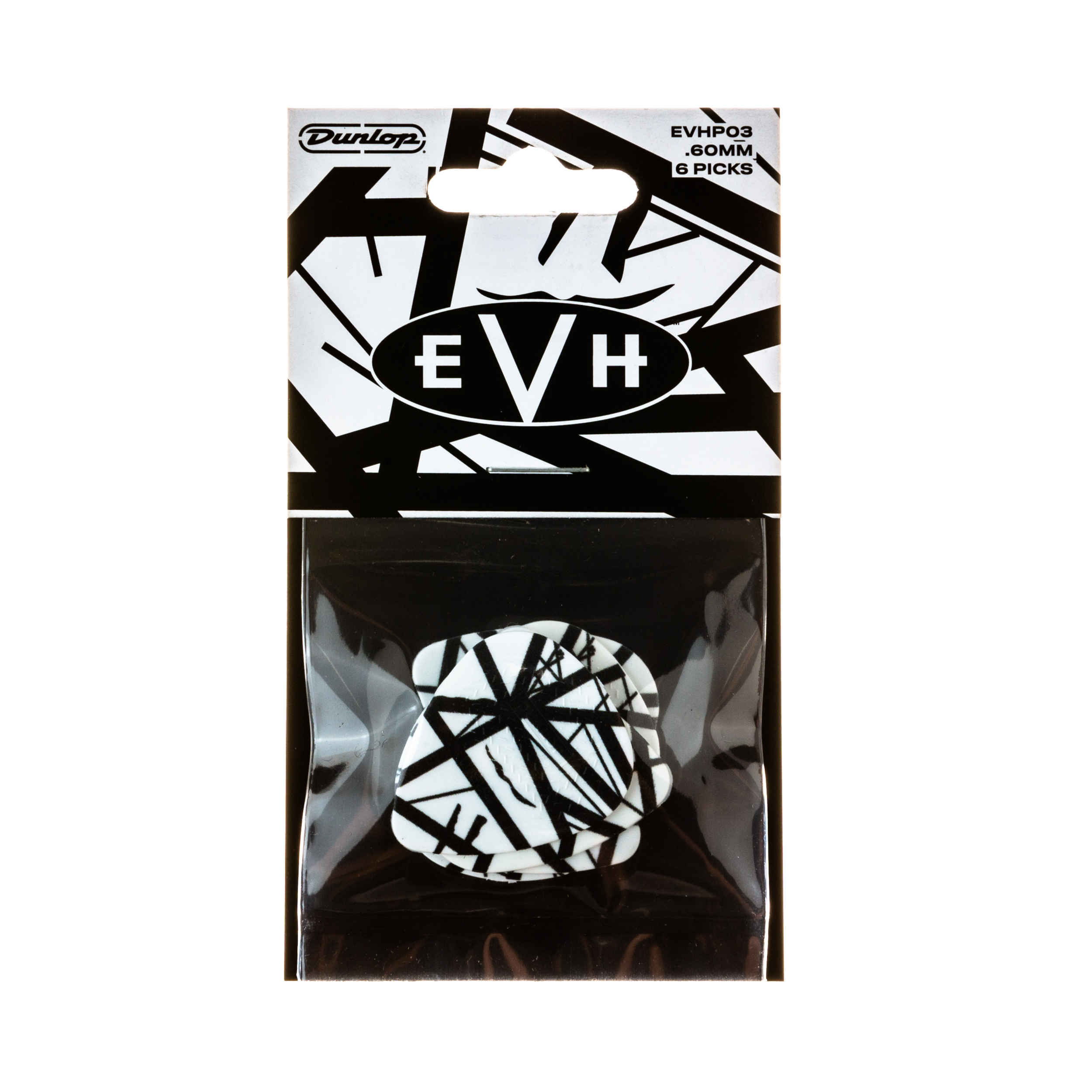 Dunlop EVH White With Black Stripes 0.60 mm. 6-Pack