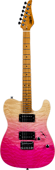 Jet Guitars JT-450 Quilted Trans pink
