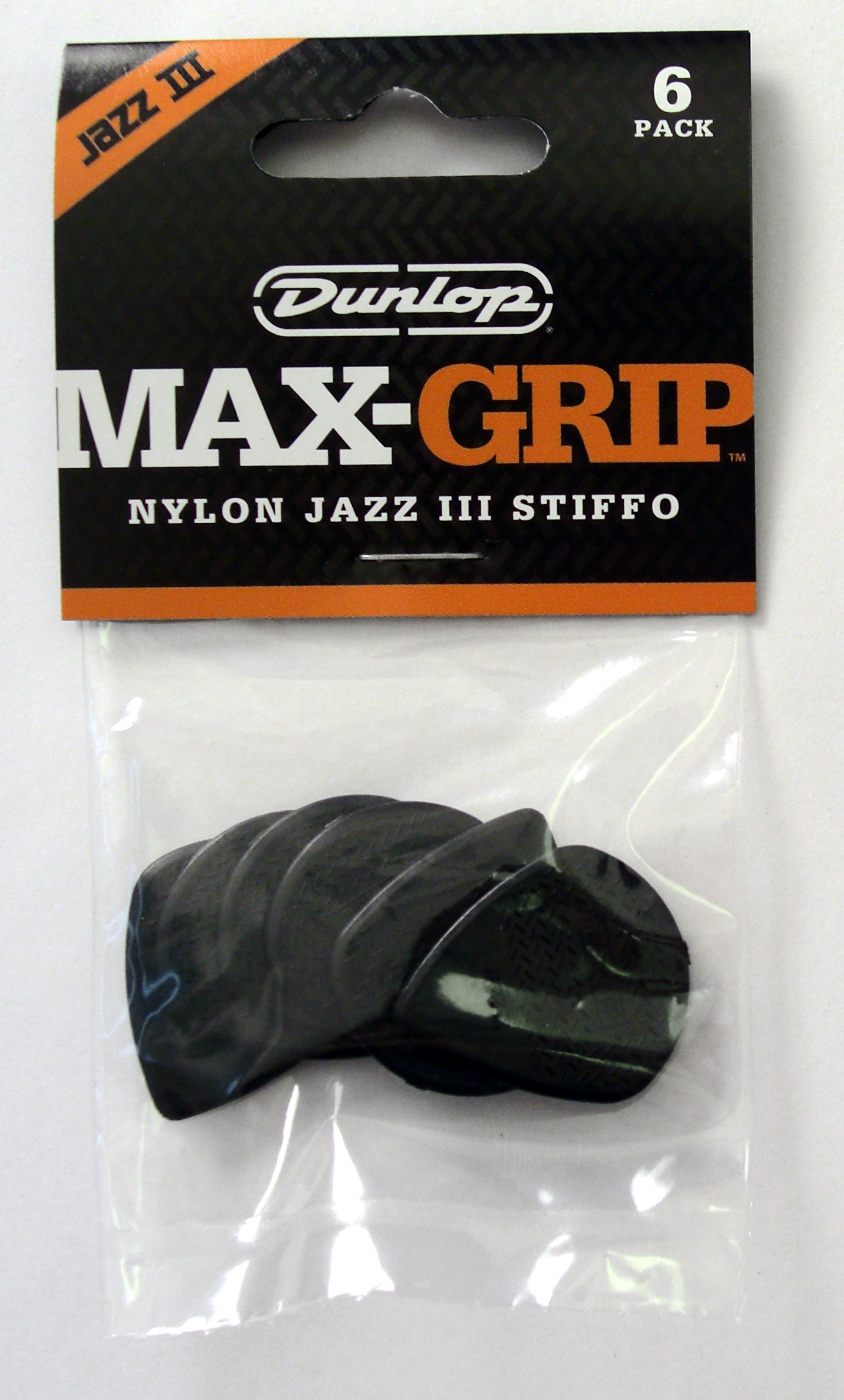 Dunlop Nylon MaxGrip JAZZ Black Stiffo. 6-Pack